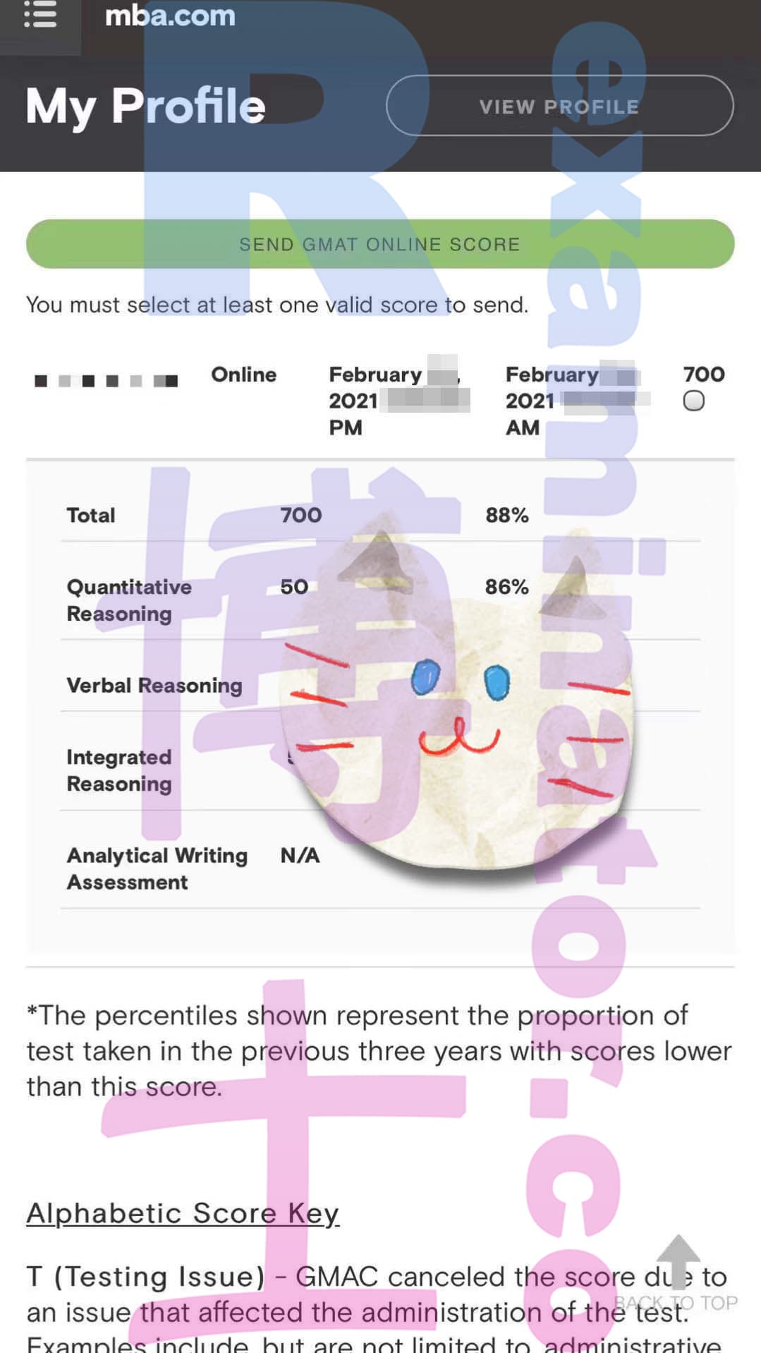 score image for Trampa en GMAT success story #110