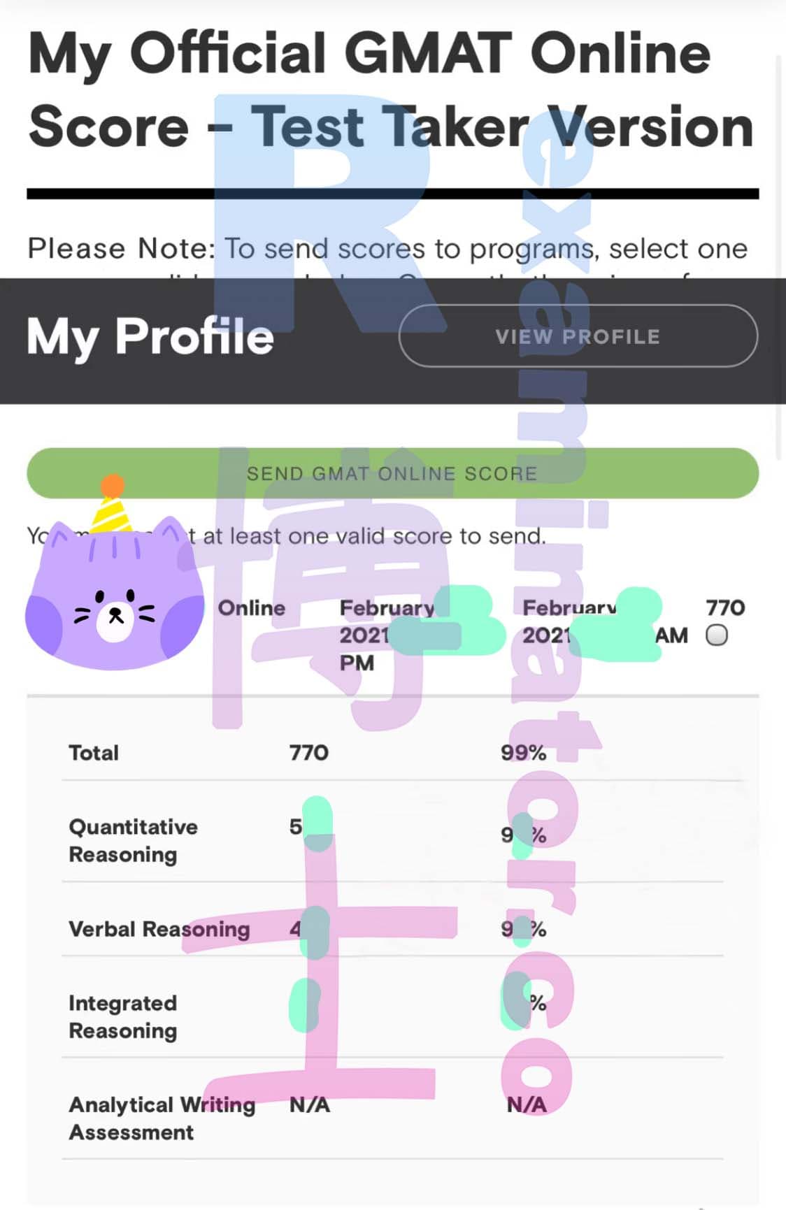 score image for Trampa en GMAT success story #137