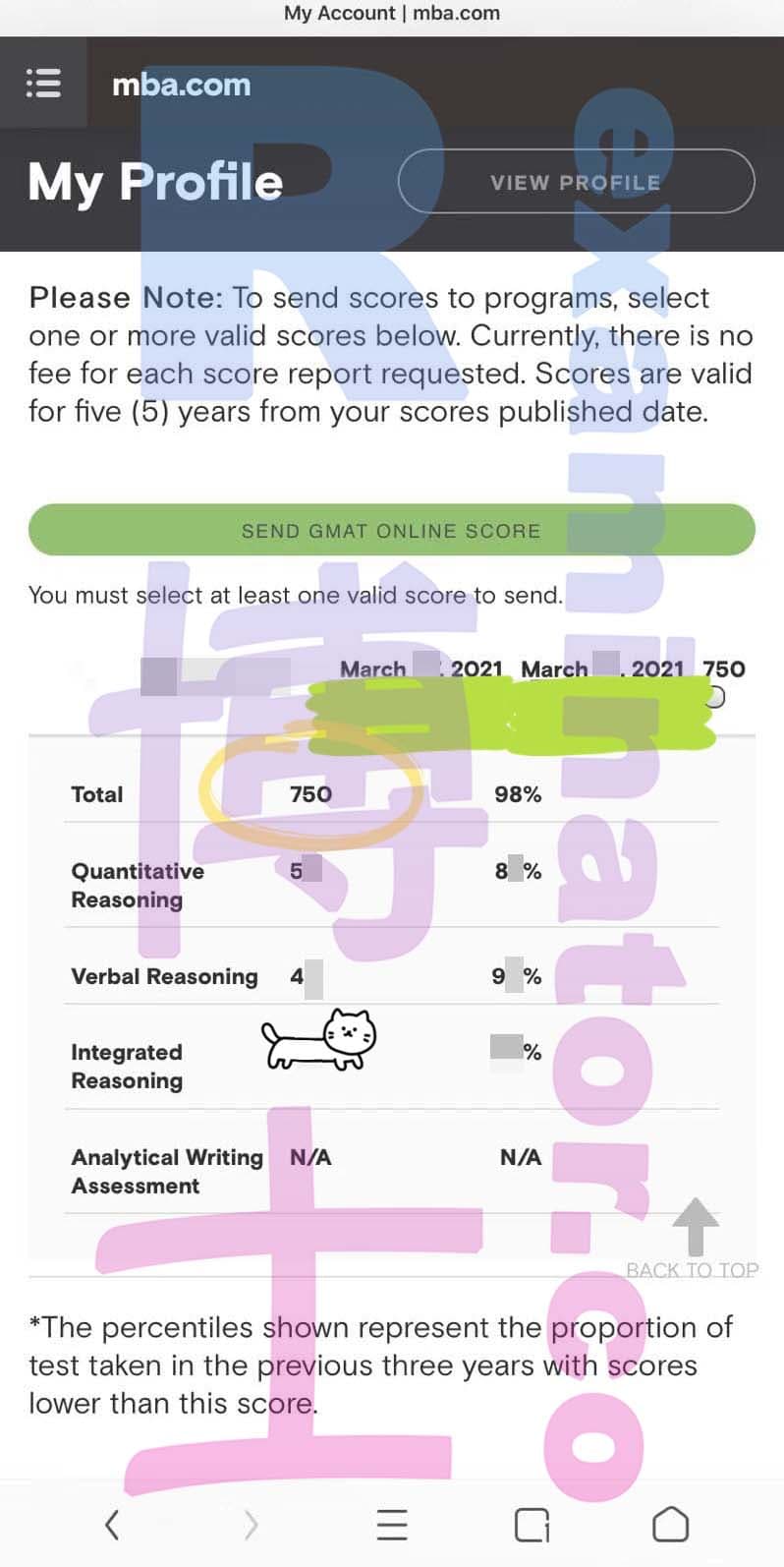 score image for Trampa en GMAT success story #132