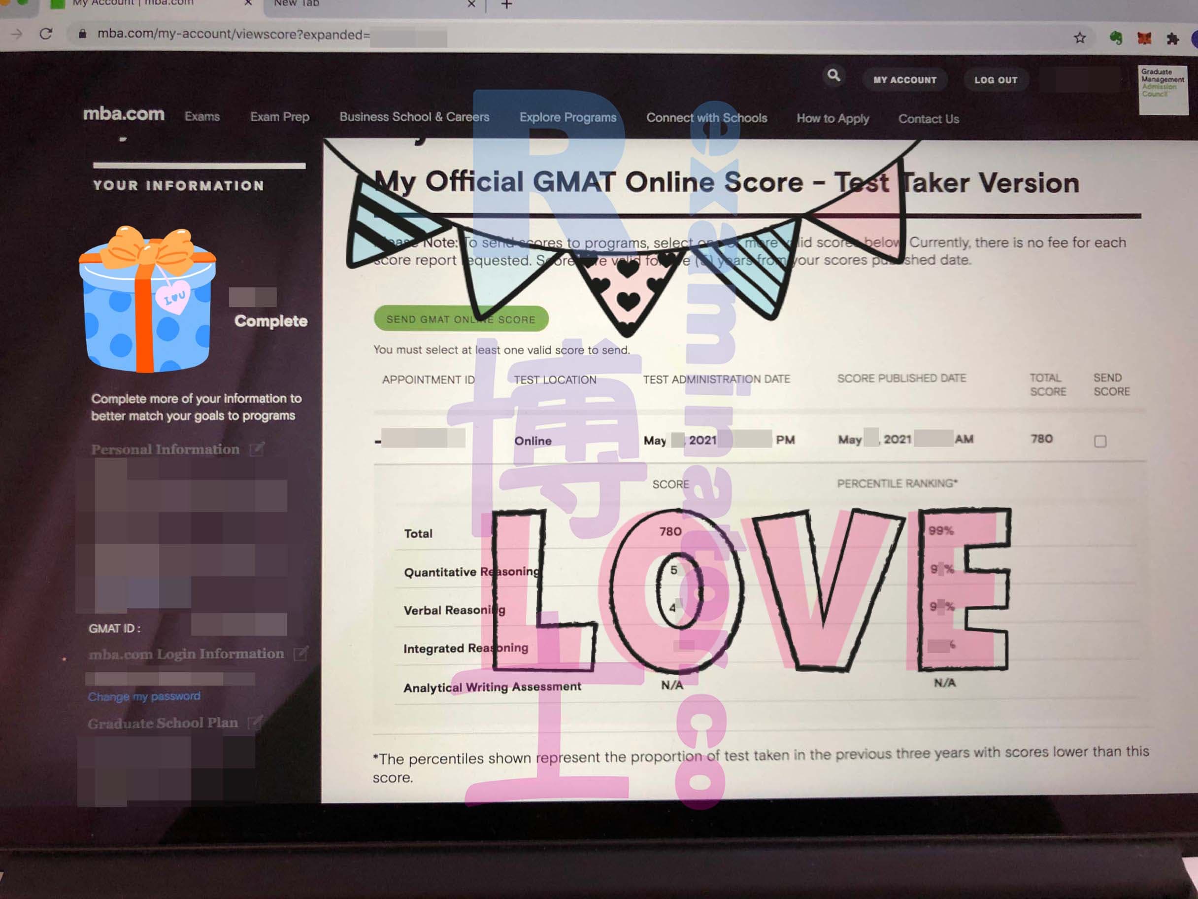 score image for Trampa en GMAT success story #158