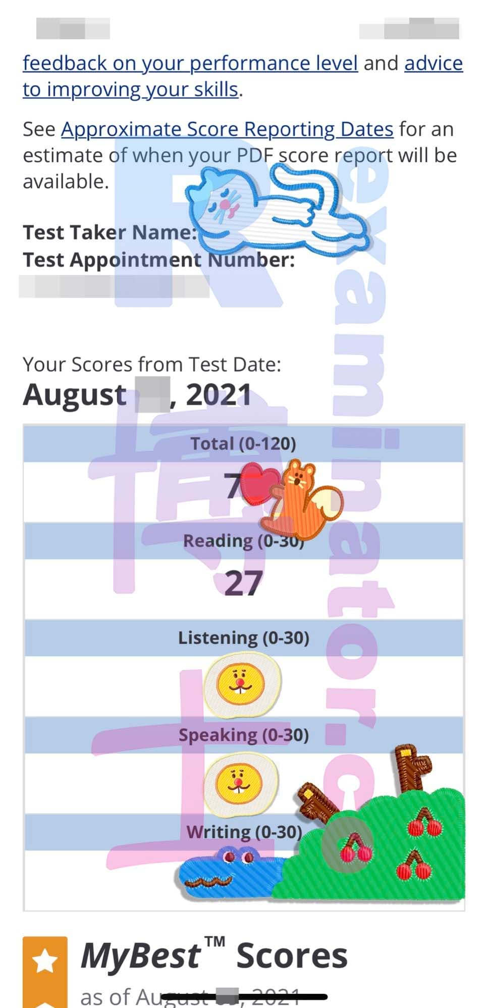 score image for Trampa en TOEFL success story #184