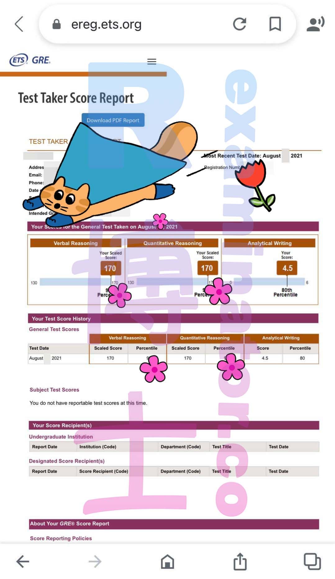 score image for Trampa en GRE success story #195