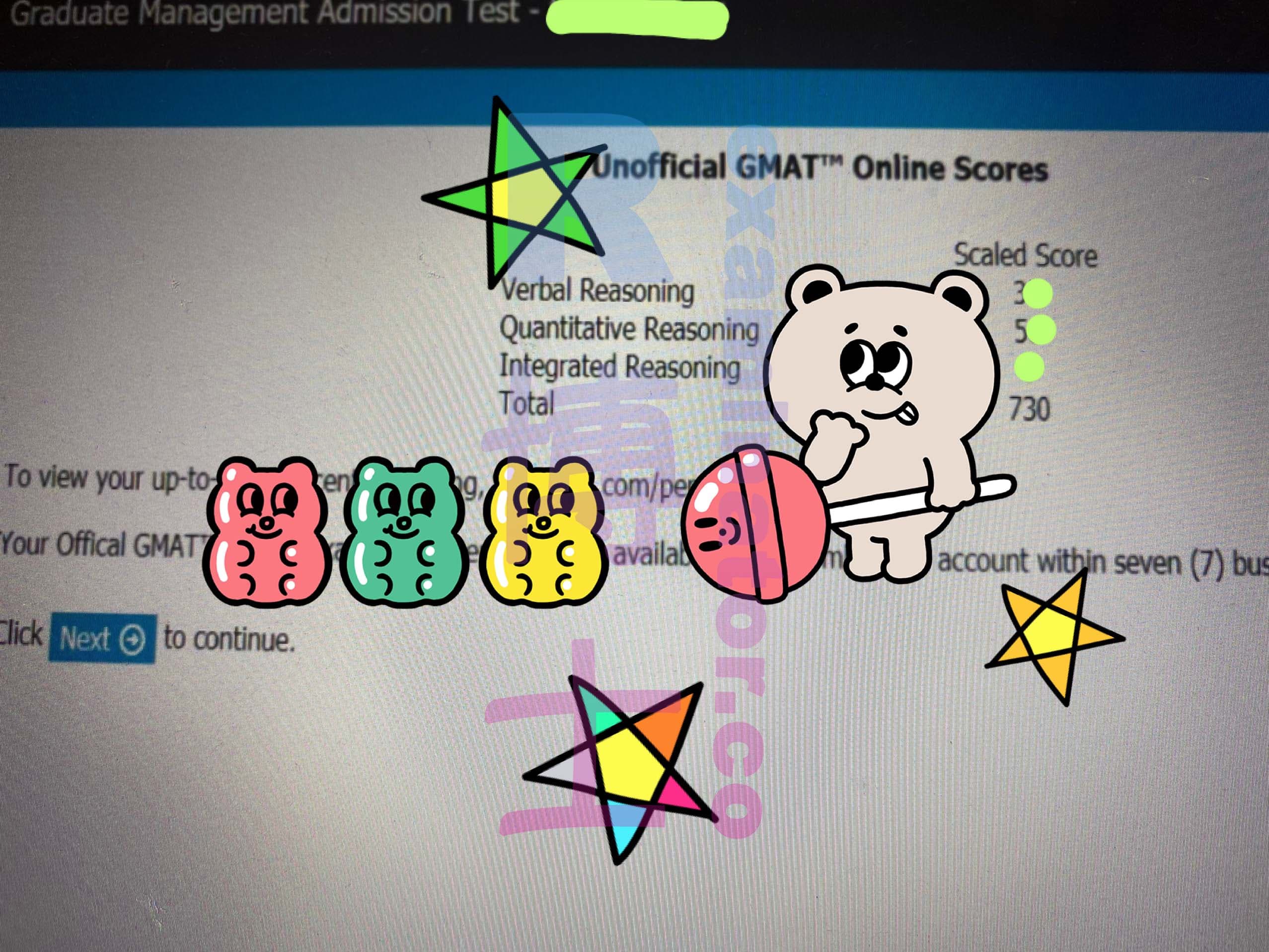 score image for Trampa en GMAT success story #198