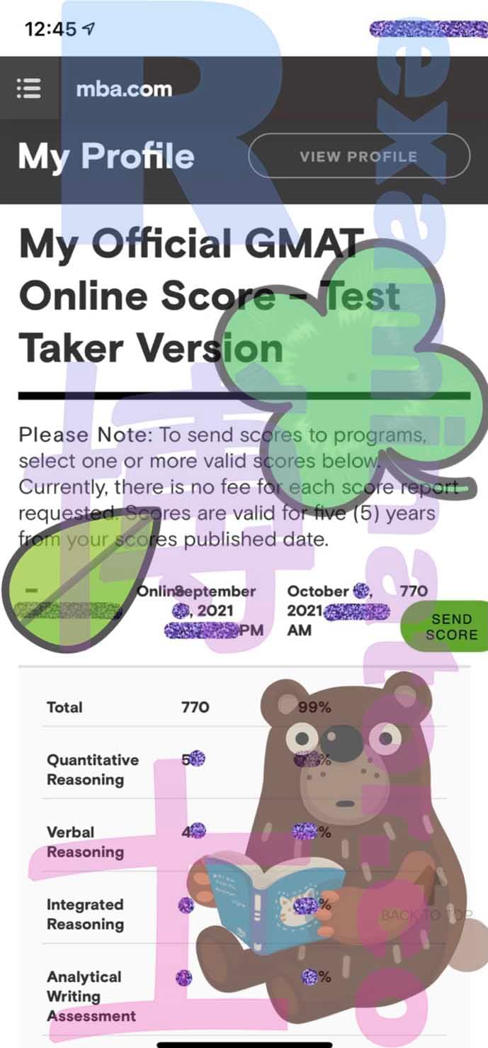 score image for Trampa en GMAT success story #218