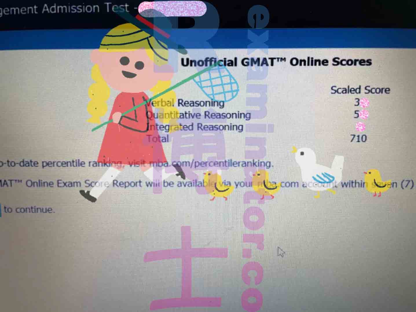 score image for Trampa en GMAT success story #220