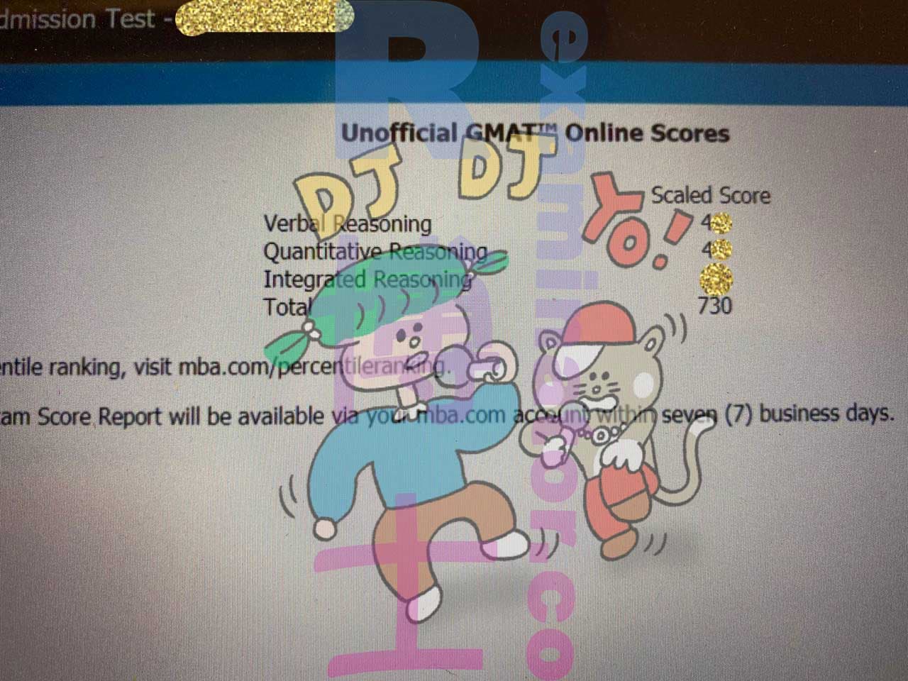 score image for Trampa en GMAT success story #259