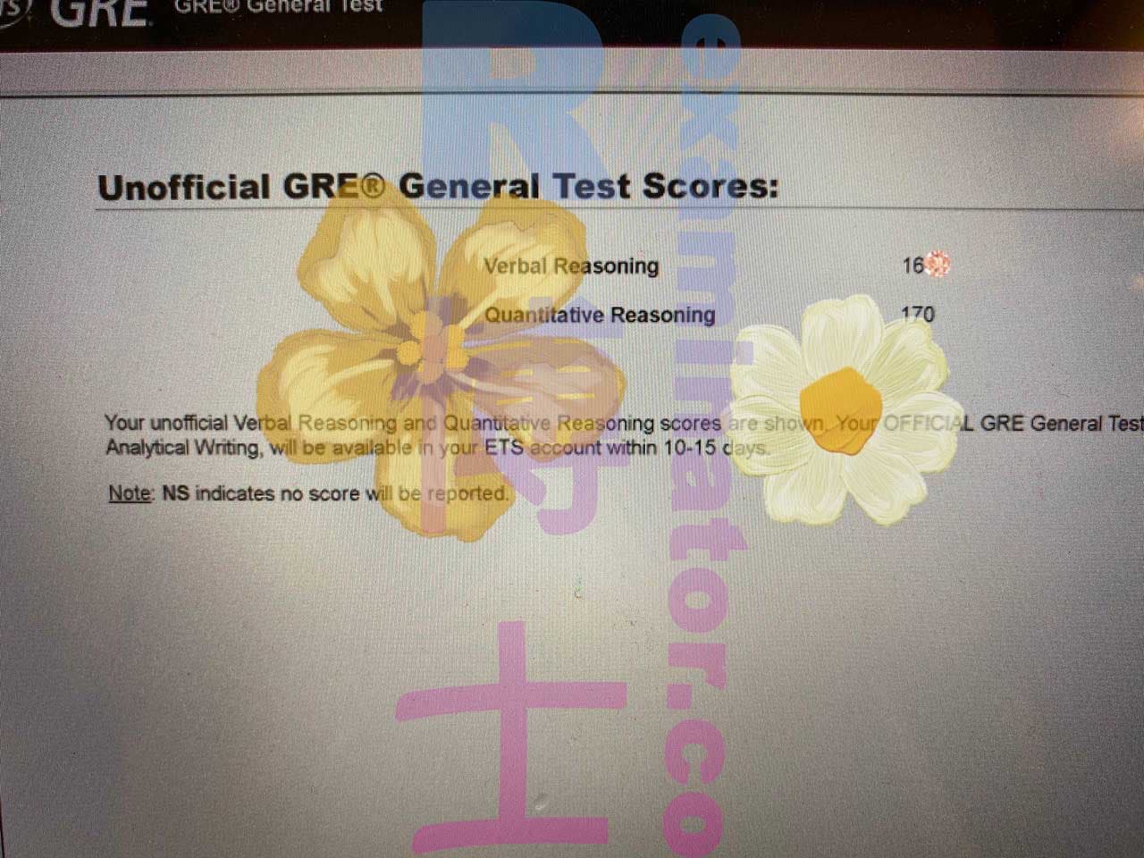 score image for Trampa en GRE success story #316