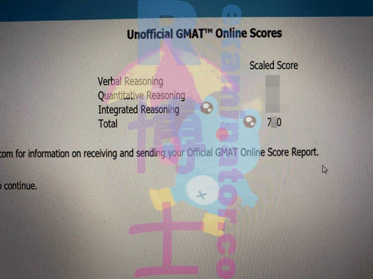 score image for Trampa en GMAT success story #326