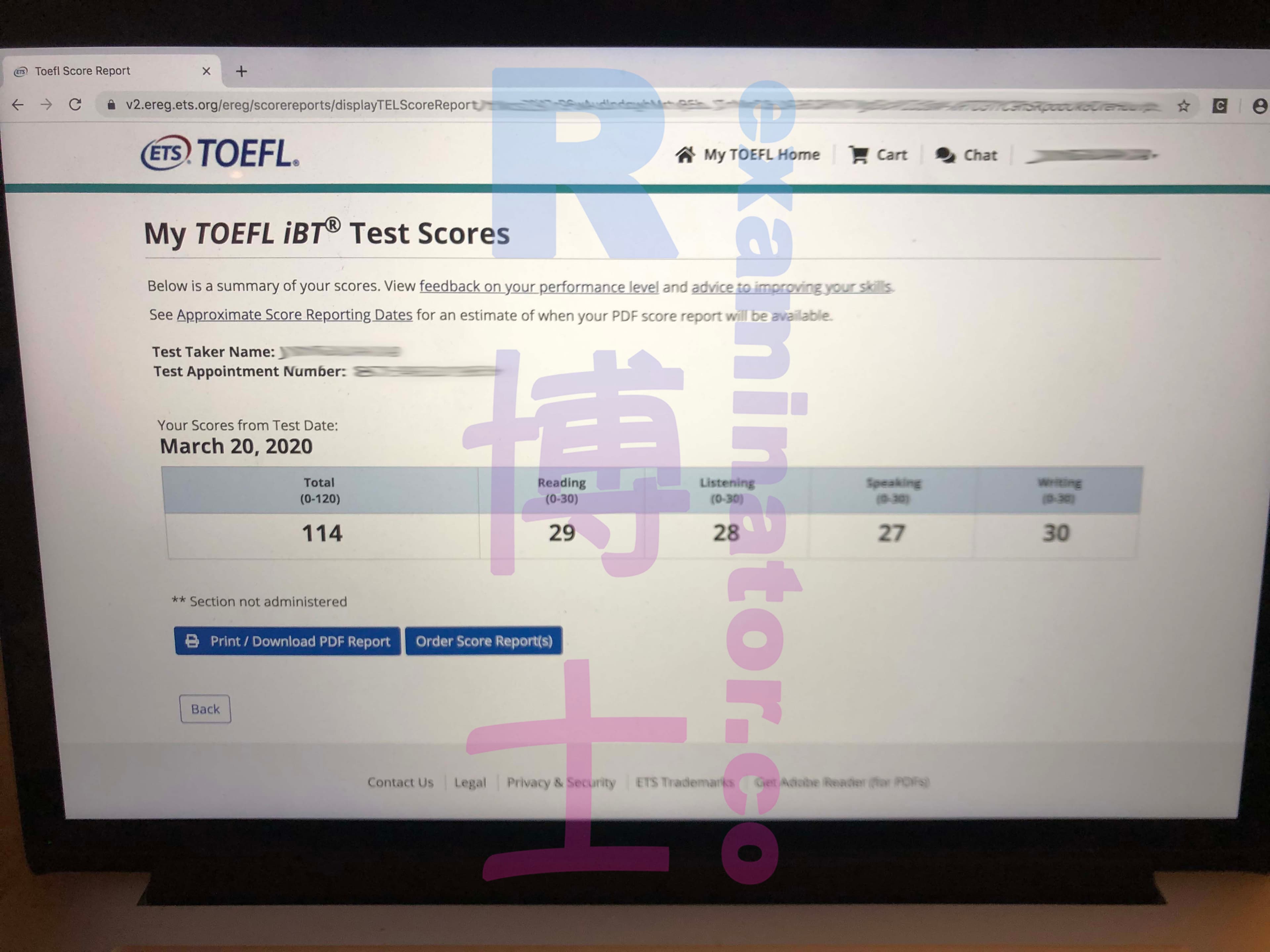 score image for Trampa en TOEFL success story #69