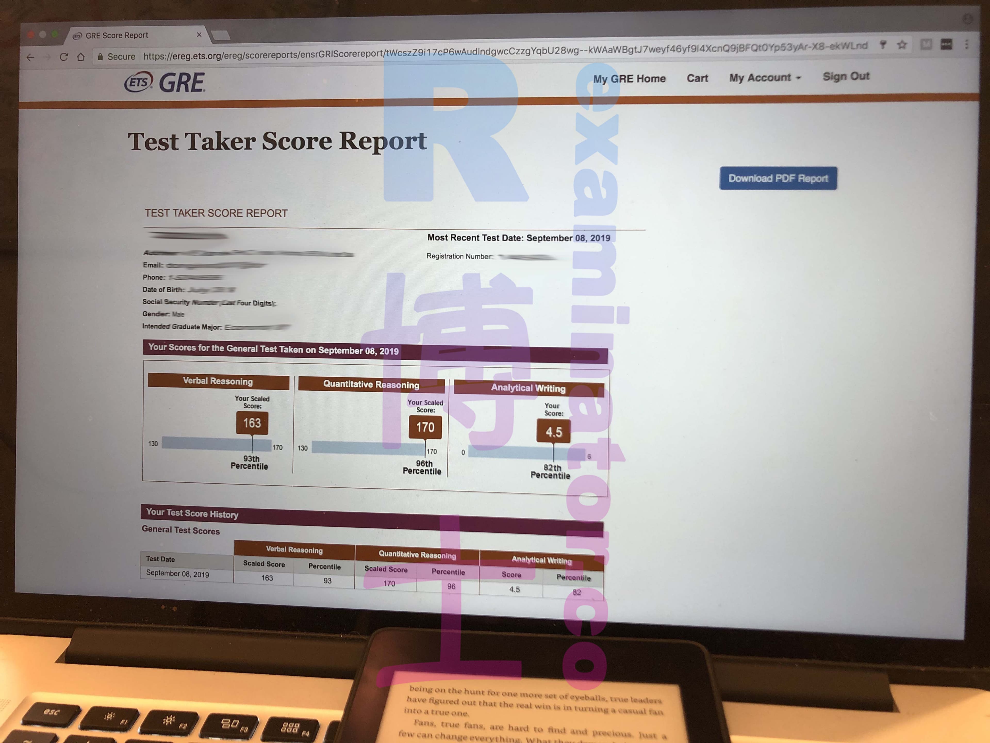 score image for Trampa en GRE success story #51