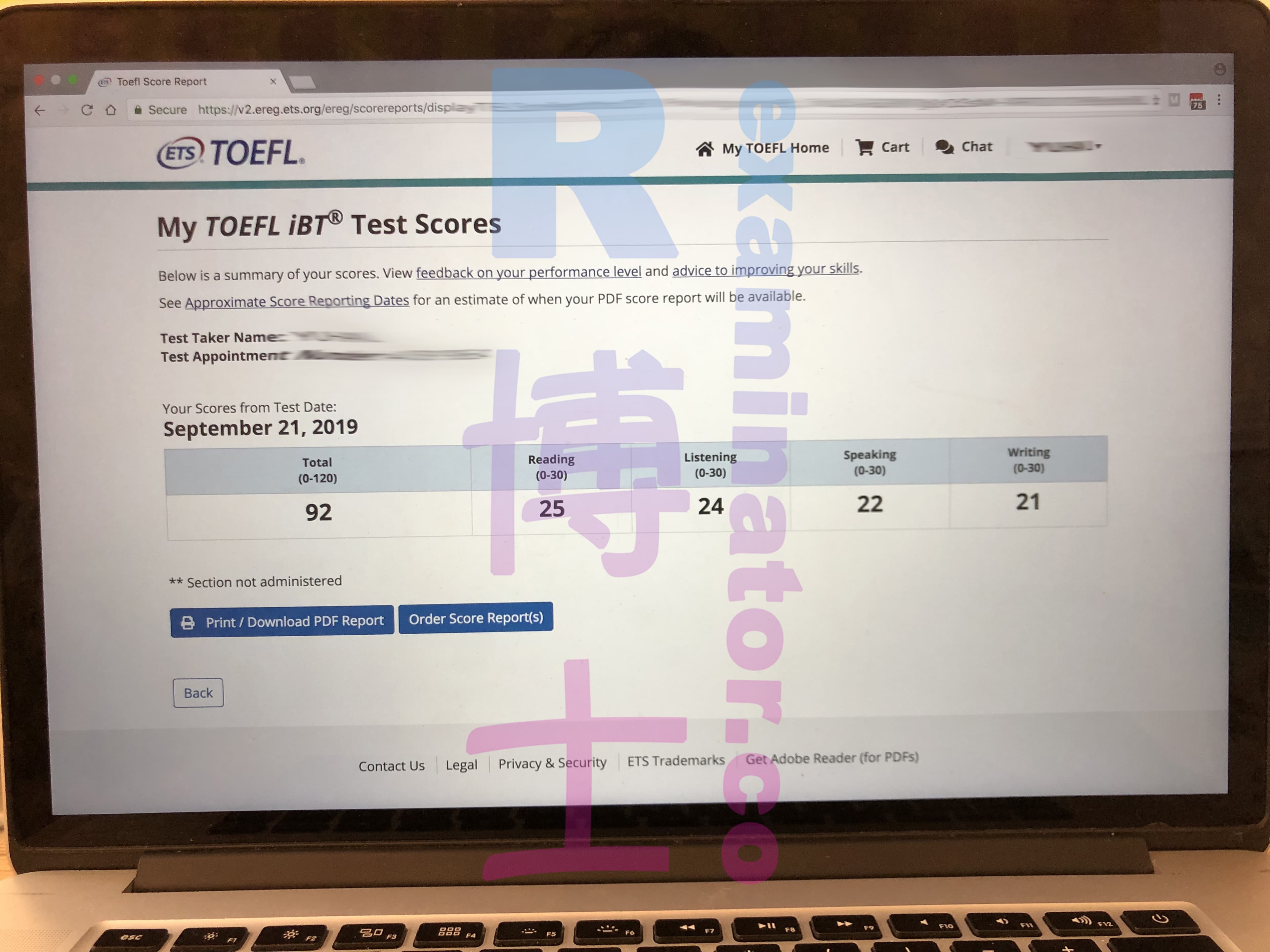 score image for Trampa en TOEFL success story #53