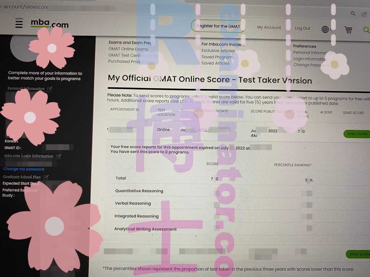 score image for Trampa en GMAT success story #343