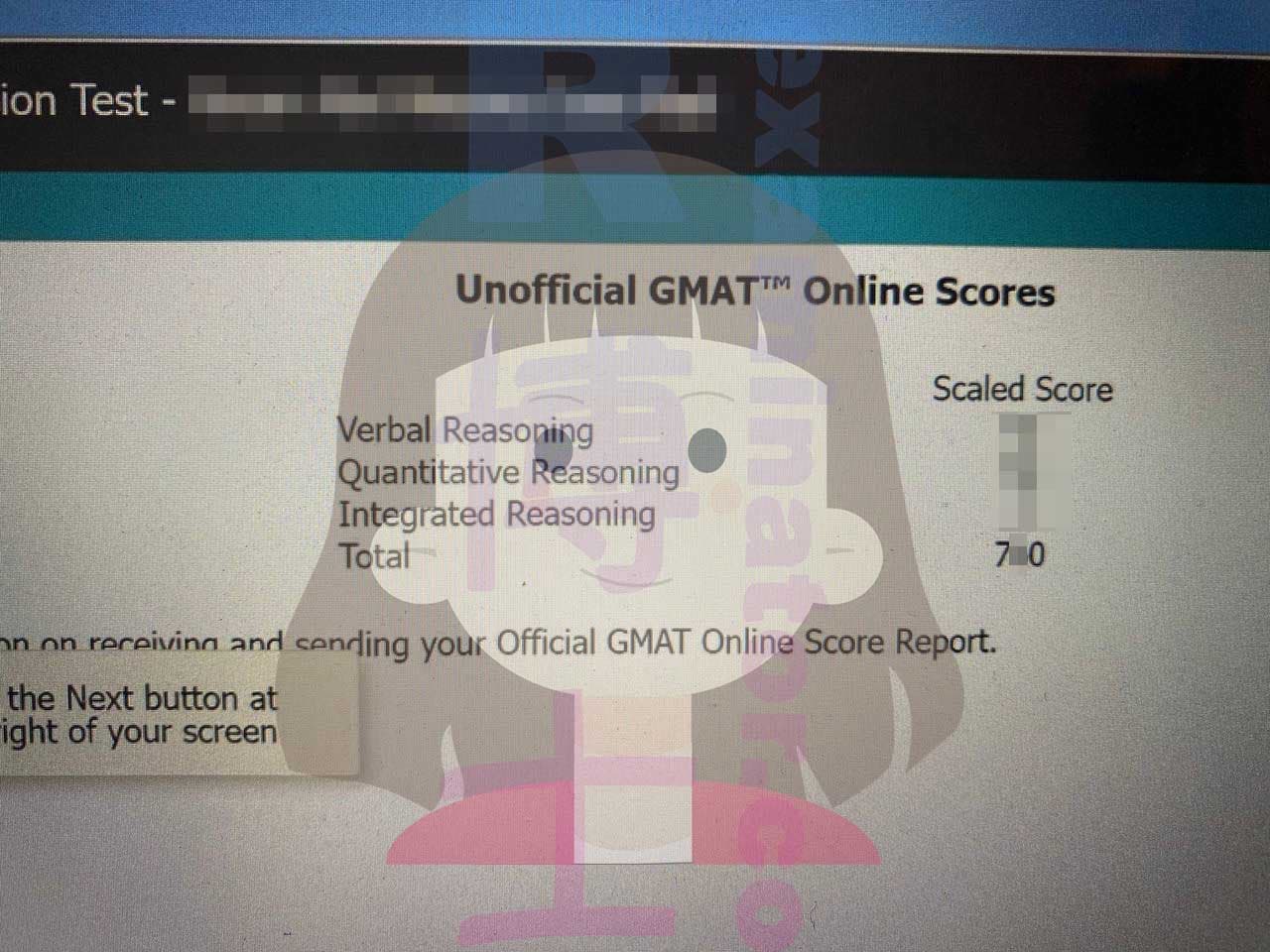 score image for Trampa en GMAT success story #491