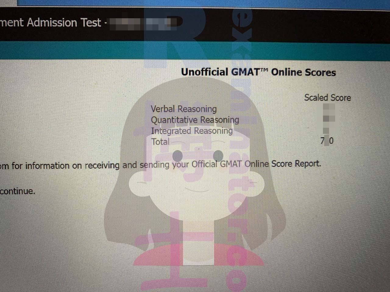 score image for Trampa en GMAT success story #499