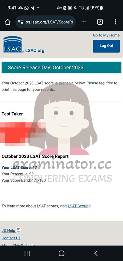 score image for Trampa en LSAT success story #592