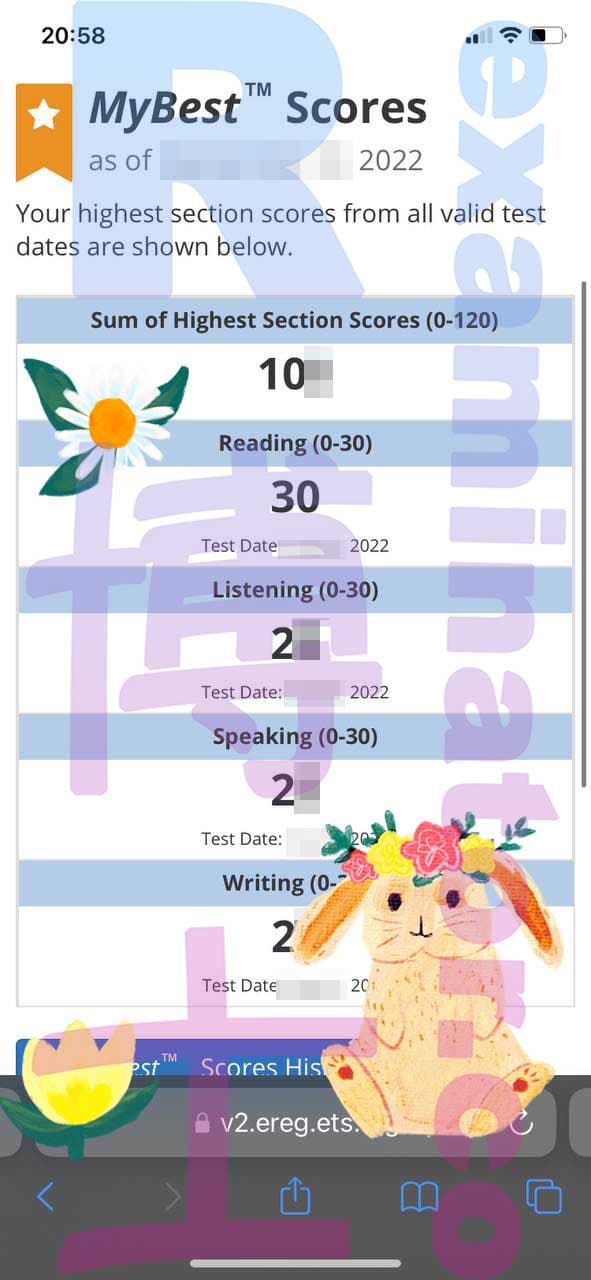 score image for Trampa en TOEFL success story #395