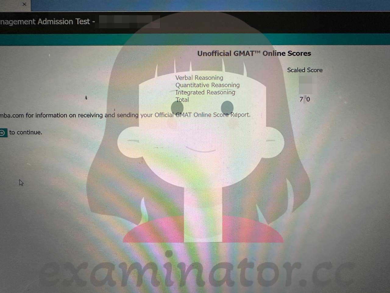 score image for Trampa en GMAT success story #603