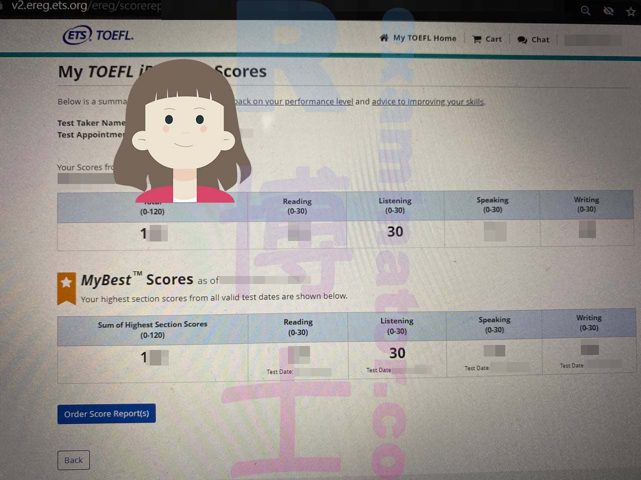 score image for Trampa en TOEFL success story #481