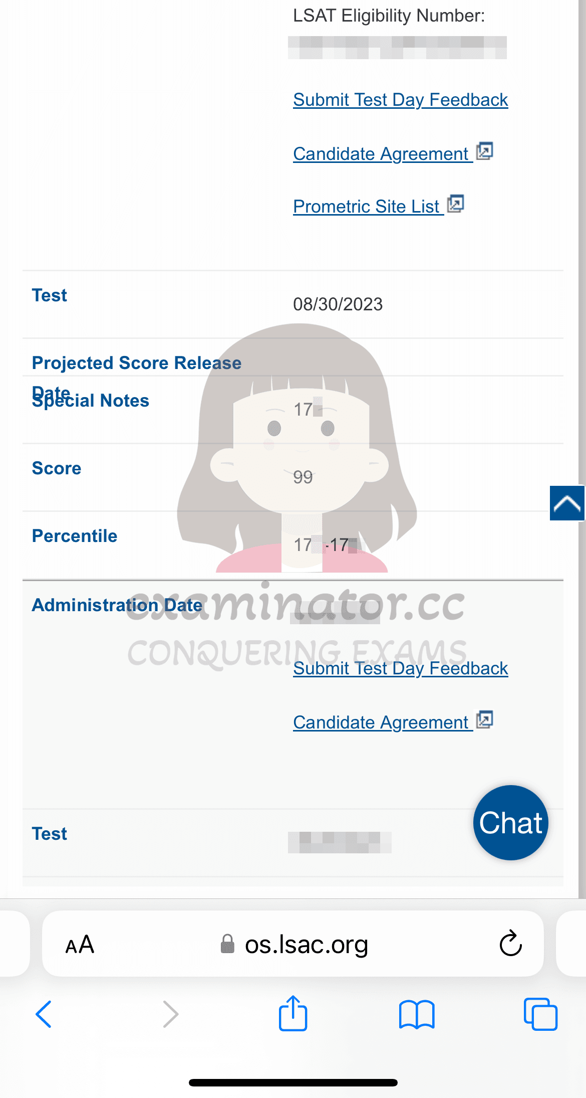 score image for Trampa en LSAT success story #571