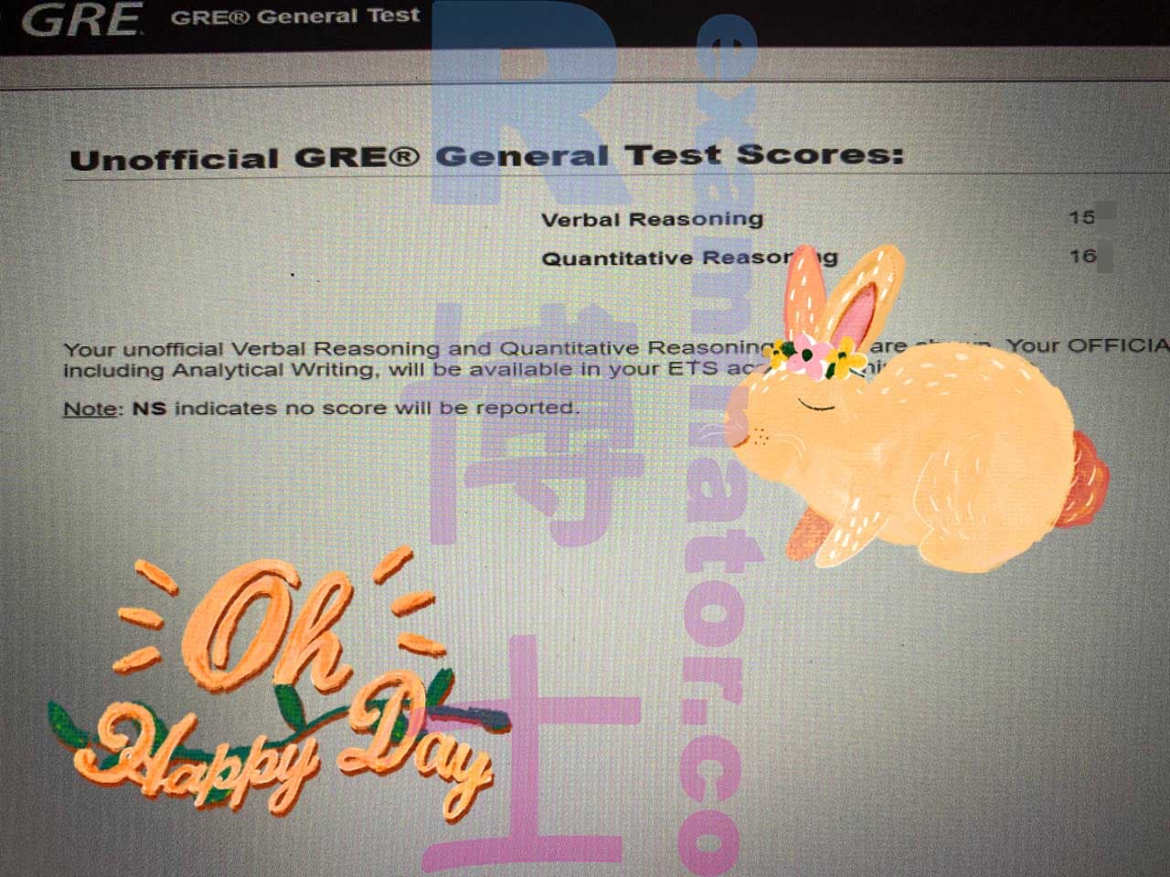 score image for Trampa en GRE success story #416