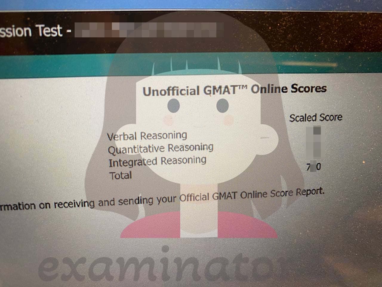 score image for Trampa en GMAT success story #556