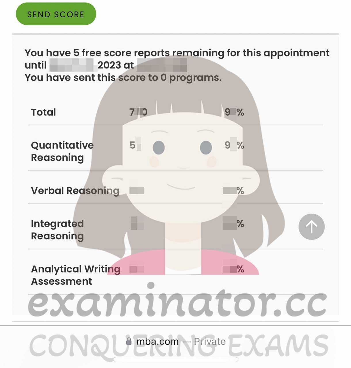 score image for Trampa en GMAT success story #610