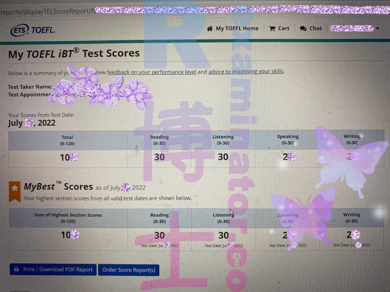 score image for Trampa en TOEFL success story #355