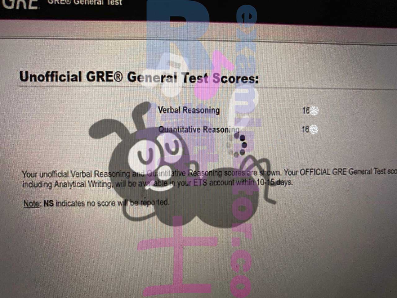 score image for Trampa en GRE success story #357