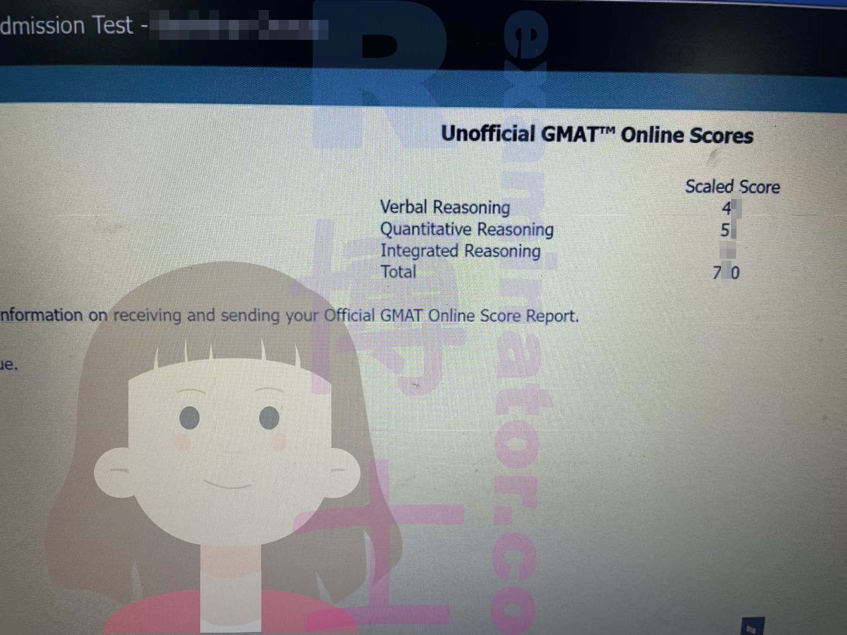 score image for Trampa en GMAT success story #531