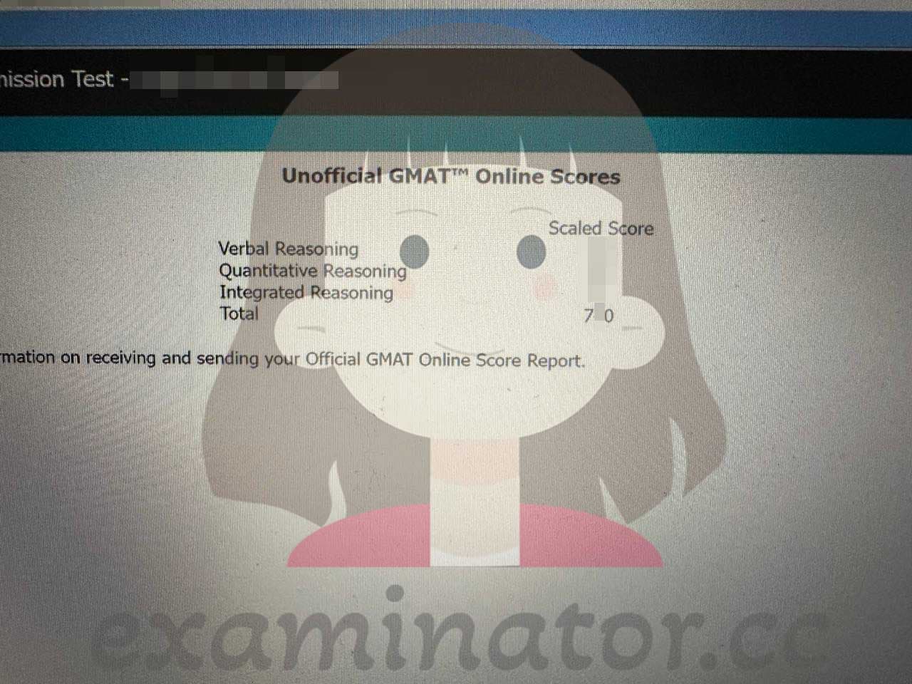 score image for Trampa en GMAT success story #595