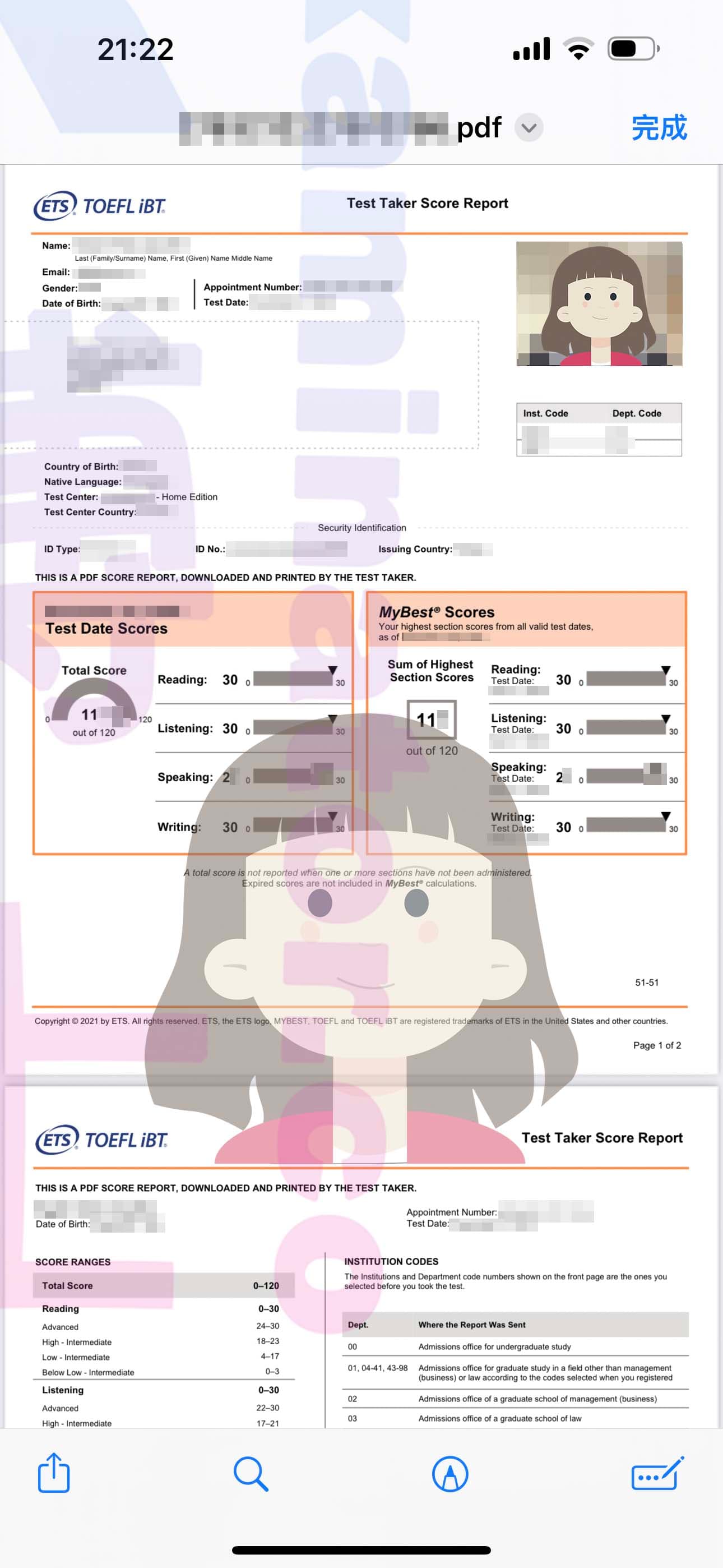 score image for Trampa en TOEFL success story #517