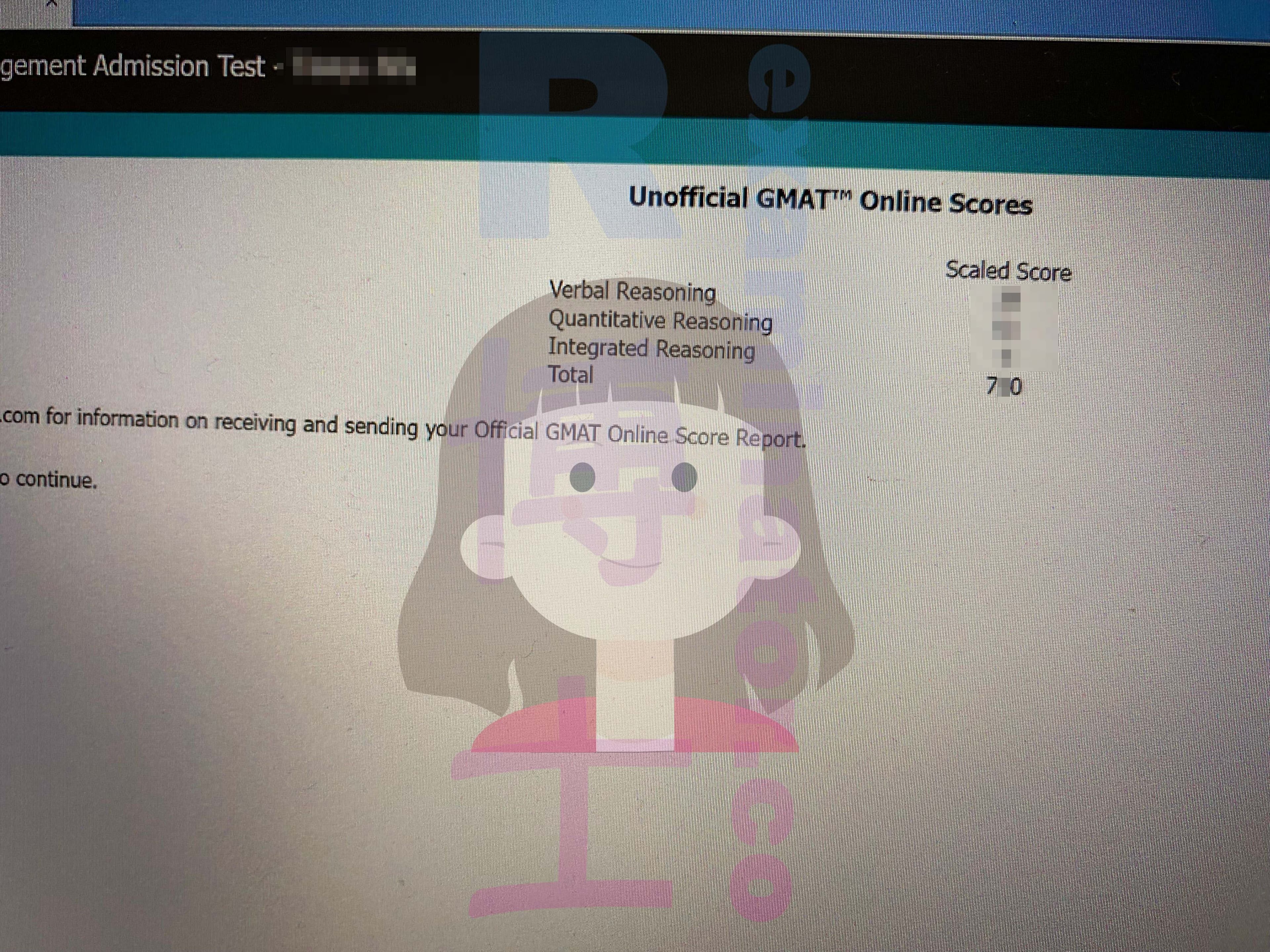 score image for Trampa en GMAT success story #520