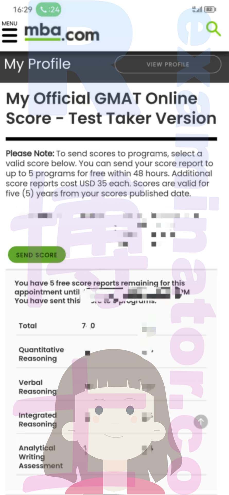 score image for Trampa en GMAT success story #526